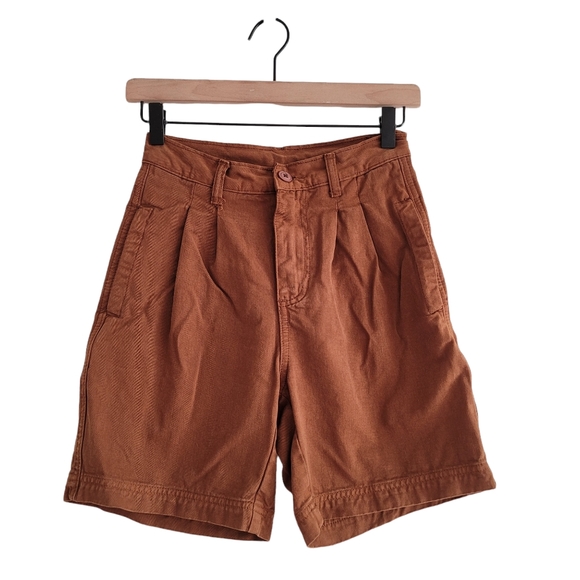 Brandy Melville Pants - John Galt High Rise Pleated Brown 6" Shorts